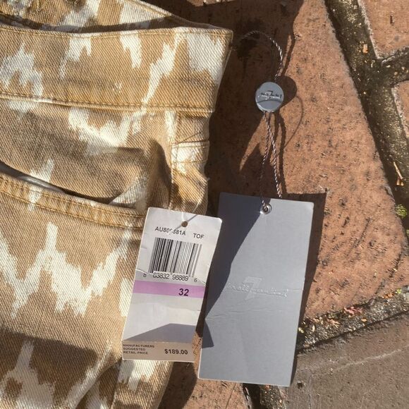 7 For All Mankind Toffee Ikat Cropped Skinny Jeans NWT - Picture 3 of 11